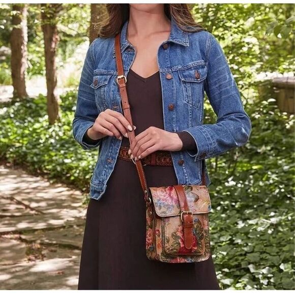 Patricia Nash Anthropologie Cascina Small Crossbody Vintage Victorian Rose NWT - Picture 13 of 16